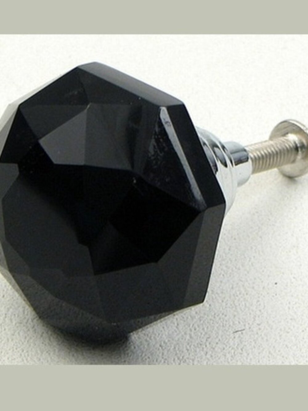 Set of Two (2) Large Black Solid Crystal Drawer Knob Cabinet Pull Two (2) Ho14BL